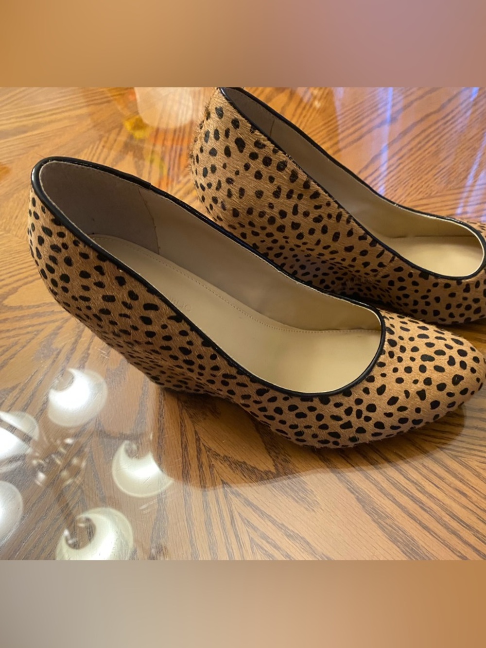 Banana Republic Leopard-Print Tan and Black Wedge Heels